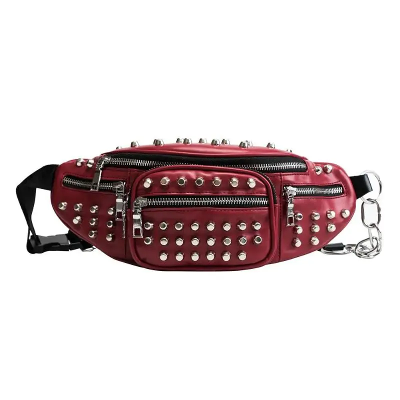 Поясные Сумки с заклепками, женская сумка на плечо, брендовая Дизайнерская Женская поясная сумка из искусственной кожи, поясная сумка для телефона, поясная сумка, нагрудная сумка, сумка через плечо - Цвет: Type A PU Red