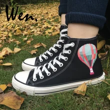 Вэнь кроссовки мужские высокие черные парусиновые туфли дизайн горячий воздушный Шар женская обувь на платформе эспадрильи