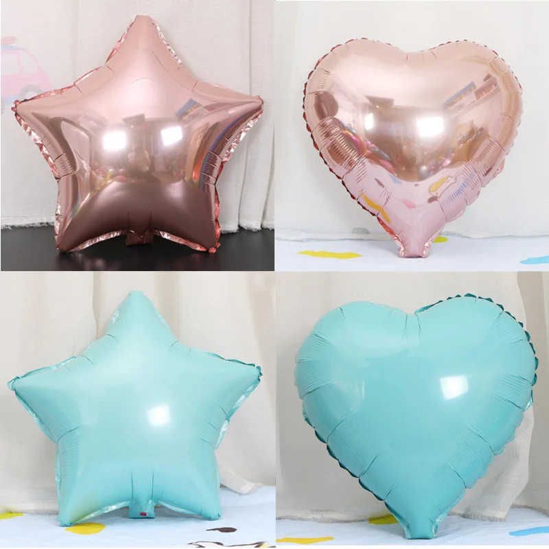 1PC 18 inch Rose gold Star Heart aluminum balloon colorful star heart helium foil ballon for wedding Birthday party decoration   (1)