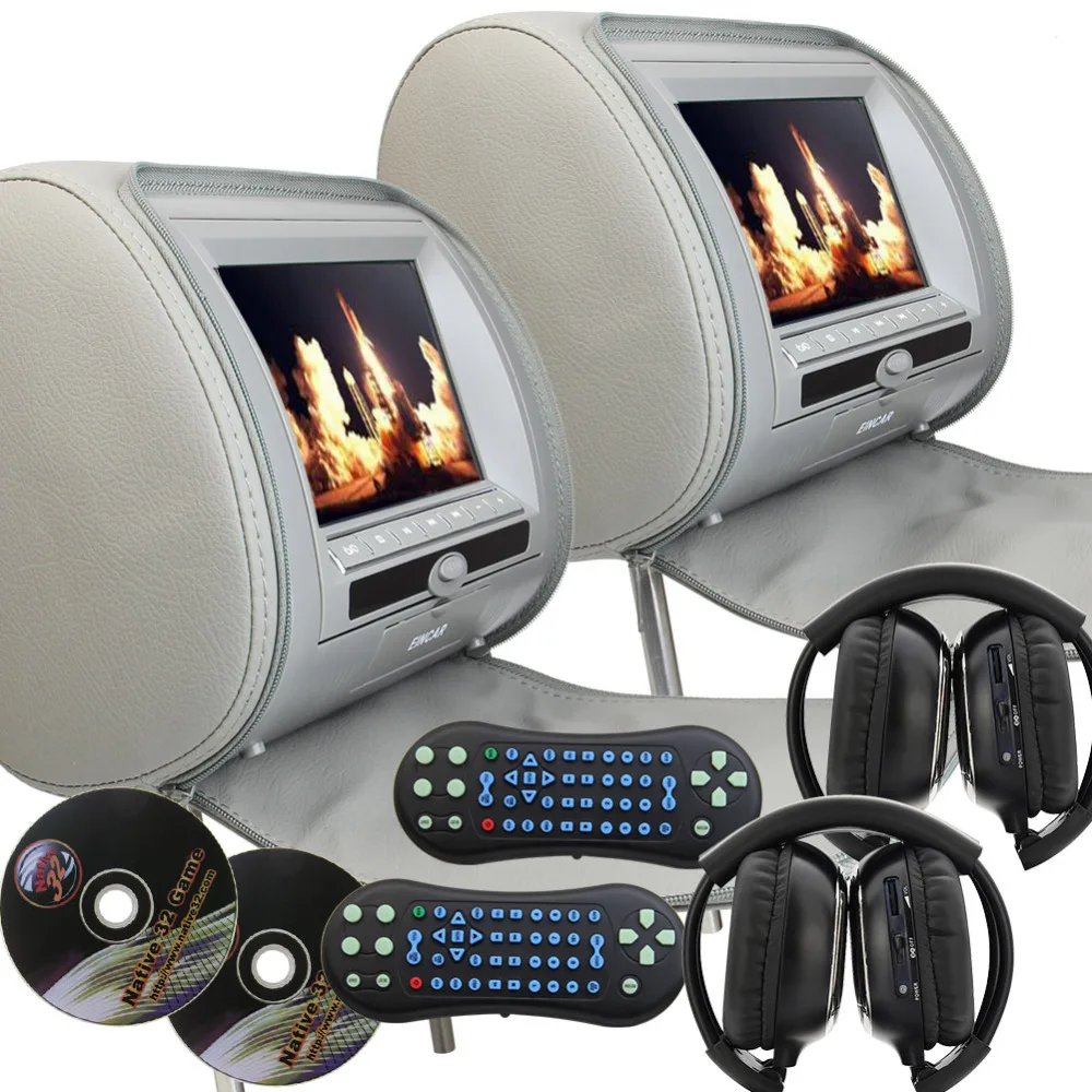 9Inch Digital display Screen pillow Headrest DVD Player Grey Monitor