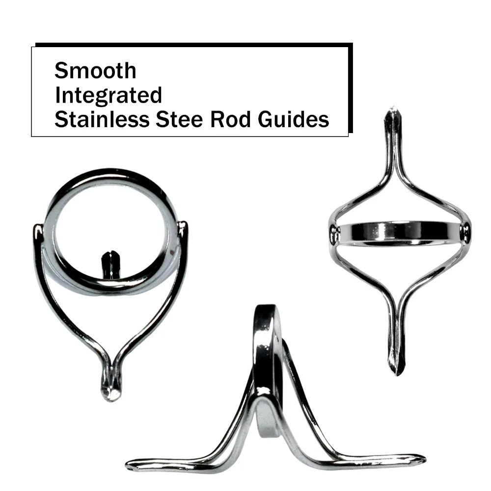Fishing Rod Guides 6Pcs #12-#25 Bait Casting Rod Kit Repair Silver Integrated Stainless Steel Set Fishing Rod Guides 6Pcs #12-#25 Bait Casting Rod Kit Repair Silver Integrated Stainless Steel Set