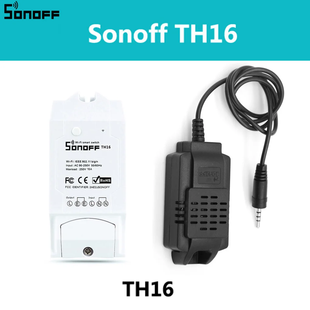 Sonoff TH16 WiFi умный переключатель 16A датчик температуры и влажности умный дом пульт дистанционного управления - Комплект: Si7021  TH16A