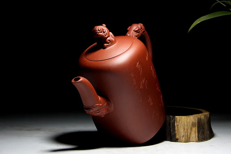 420cc подлинный исинский чайник ручной работы, шедевр, Фиолетовый Глиняный чайный набор кунг-фу китайский медицинский керамический сифанг дракон горшок