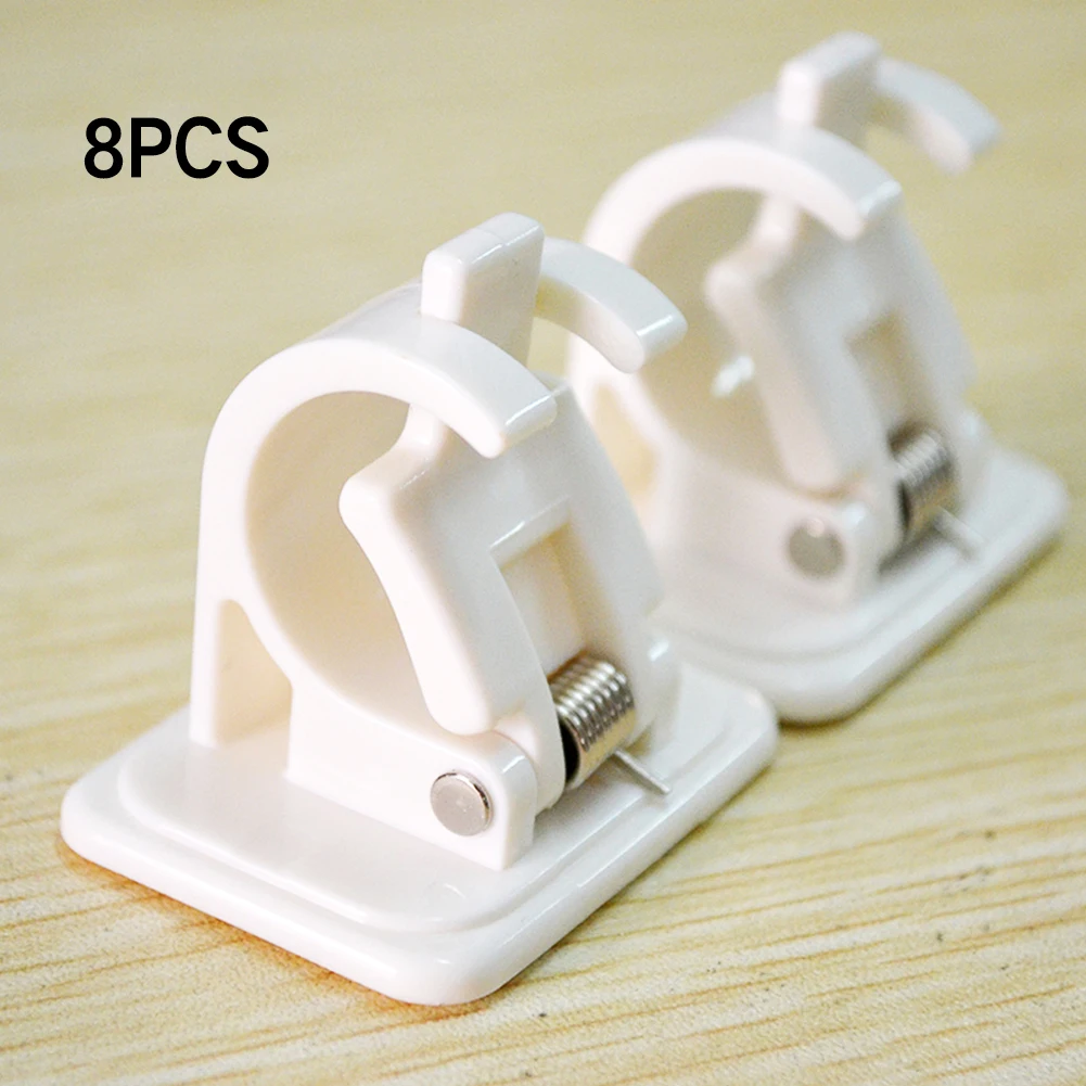 

2/8pcs Easy Mount Self Adhesive Rail Rack Wall Hooks Practical Crossbar Bathroom Storage Clip Hanger Home Curtain Rods Bracket