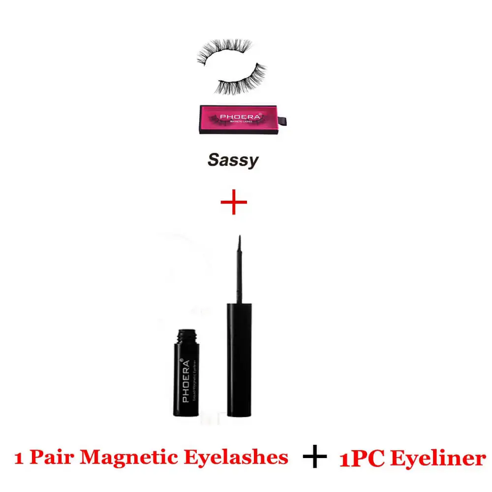 1 Набор Phoera Магнитная жидкая подводка для глаз гелевые накладные ресницы Идеальный 3D набор для макияжа ресниц сильный пятимагнитный - Цвет: SaEyelashesEyeliner