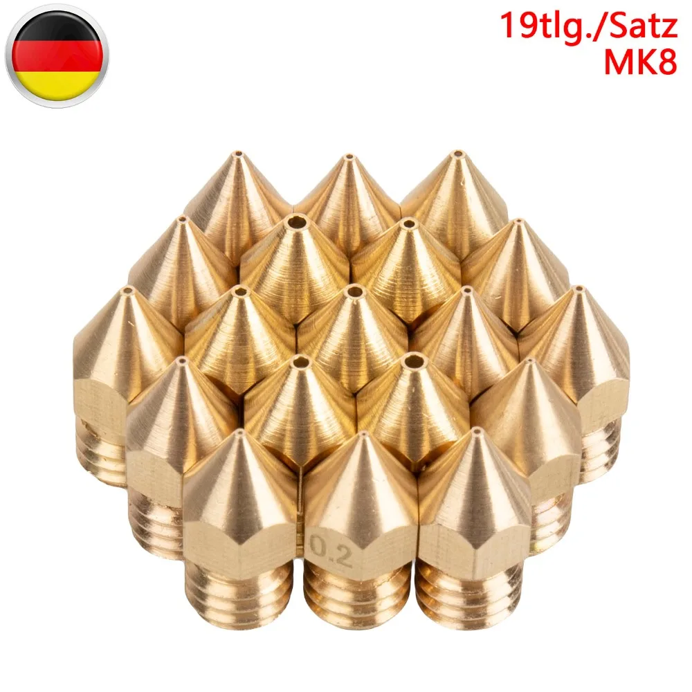 

3D printer Extruder nozzle 19 pcs Makerbot MK8 nozzle 1.75mm 0.2/0.3/0.4/0.5/0.6/0.8/1.0mm Filament