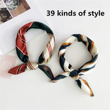 Hot Sales Silk Hair Head Neck Feel Satin Scarf Square Letter Scarf Elegant Women's Collar Handkerchief Bandana Ladis hijab
