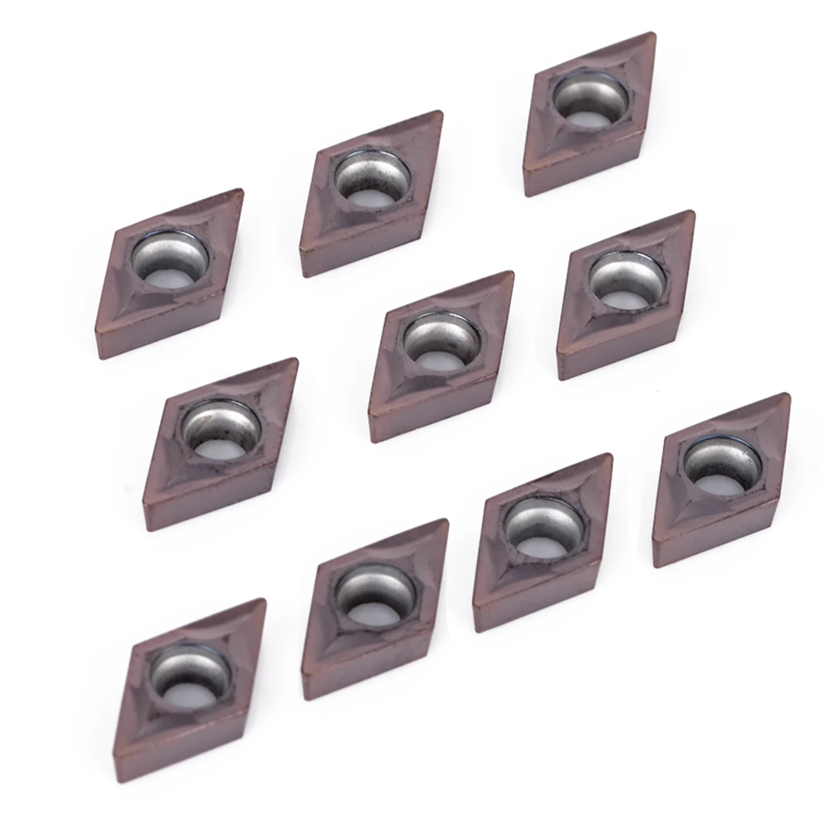 10pcs Purple Coating DCMT070202 Carbide Inserts Set with Plastic Box  For Grinding Cutting Tools