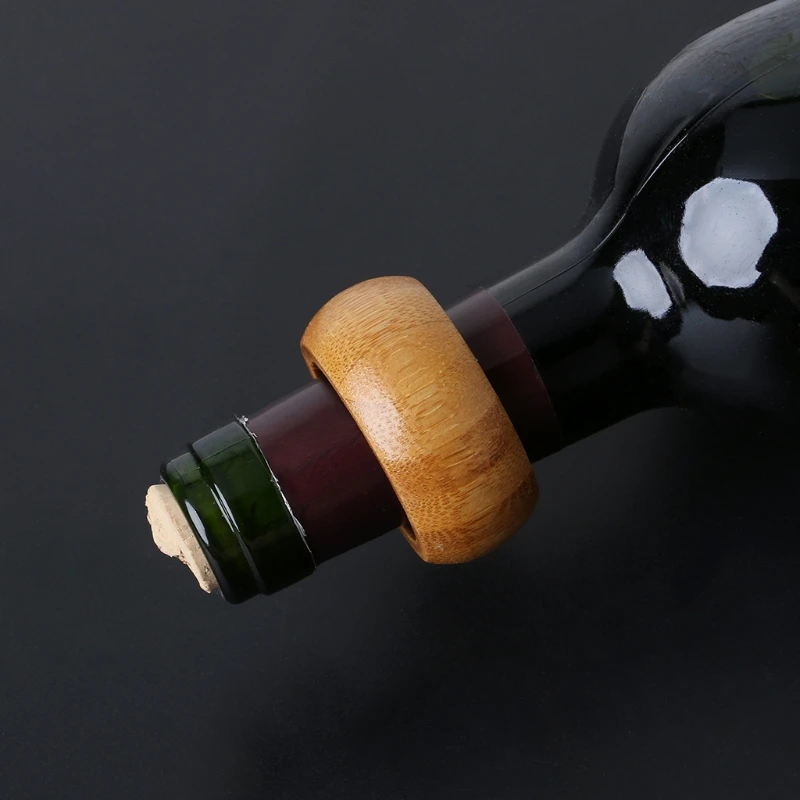 Деревянная бутылка Красного вина останавливает вино капает вниз бутылки воротник кольцо домашний бар аксессуары