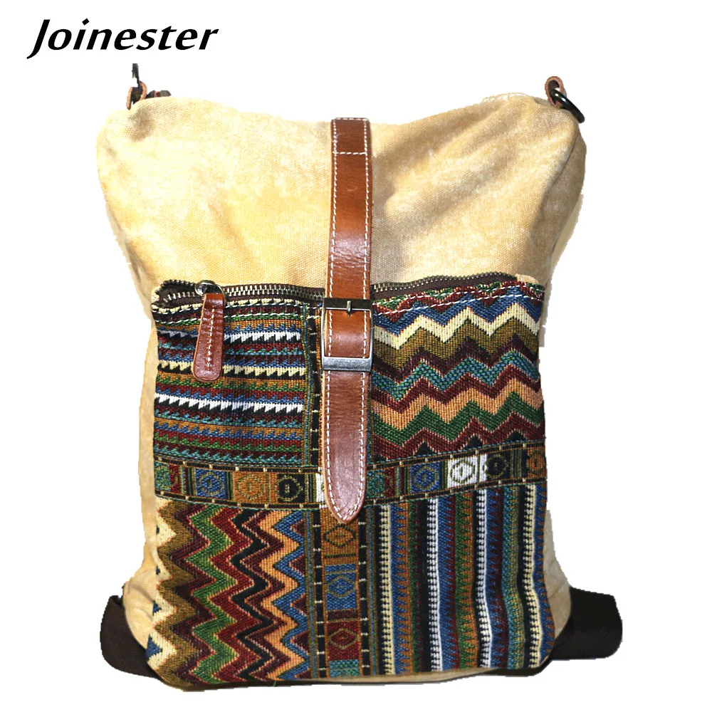 

Women's Functional Fashion Casual Preppy Style Canvas Backpack Top Handle Color Block Buckle Rusksack Retro Daypack Satchel