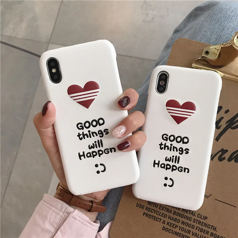 white cortex English typeface loving heart super personality case for iphone 6 7 8 Plus X XR XS MAS phone cases |