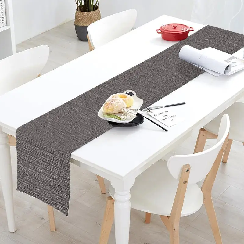 

Waasoscon Tablet Mat Imitation Bamboo Woven Heat Resistant Non-Slip Western Dinner PVC Tablecloth Oilproof Waterproof Rectangle