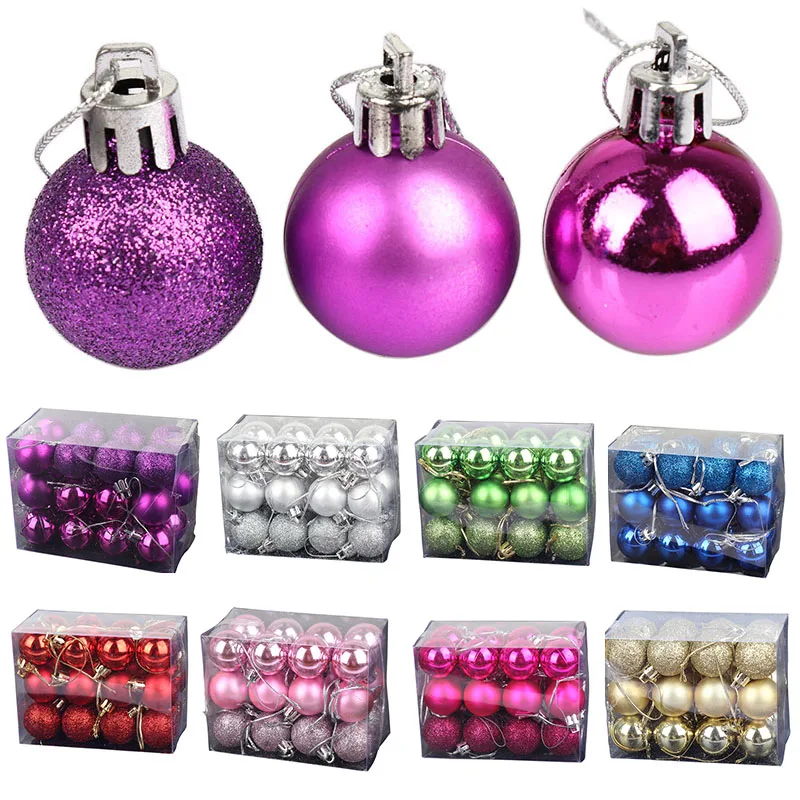 24 piezas decoraciones de bolas de árbol de Navidad para DIY fiesta de Navidad boda 3 CM bolas adornos colgantes para el hogar Navidad decoración 24 piezas decoraciones de bolas de árbol de Navidad para DIY fiesta de Navidad boda 3 CM bolas adornos colgantes para el hogar Navidad decoración