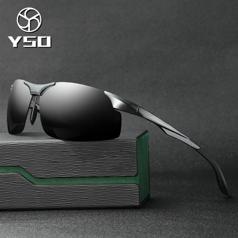 YSO солнцезащитные очки Для Мужчин Поляризованные UV400 алюминиево-магниевым рамки солнцезащитные очки для вождения очки полуоправы ретро солнцезащитные очки Аксессуары для Для мужчин 8003