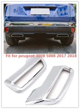 ABS Cromato Esterno Posteriore tubo Di Scarico coda del Tubo di Scarico Della Decorazione Trim 2 PCS Per Peugeot 3008 5008 Allure 2017- 2018
