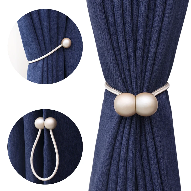 2 PCS Magnetic Shining Curtain Tiebacks European Simple Drapery Holder Decorative Blackout Sheer Holdbacks for Home Office Decor