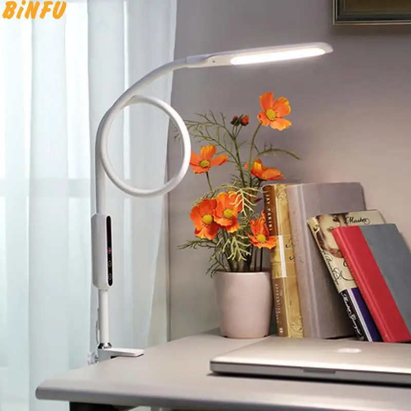 

Long Arm Table Lamp Clip Office Led Desk Lamp Remote Control Eye-protected Lamp For Bedroom Led Light 5-Level Brightness&Color