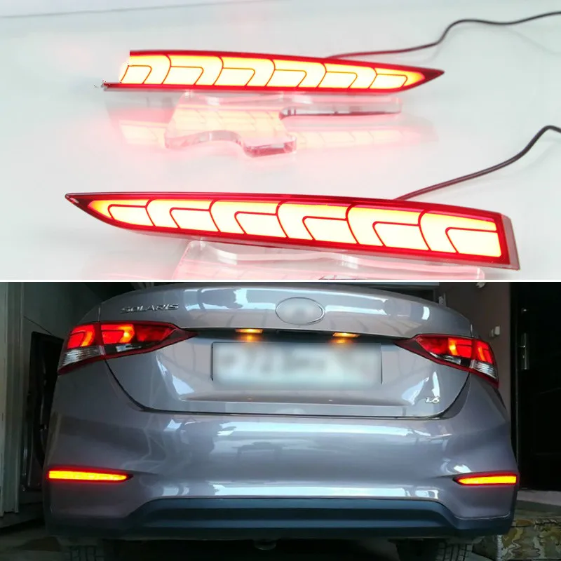 

2PCS For Hyundai Solaris Accent 2017 2018 SNCN Multi-functions Car LED Rear Fog Lamp Bumper Light Auto Brake Light Reflector