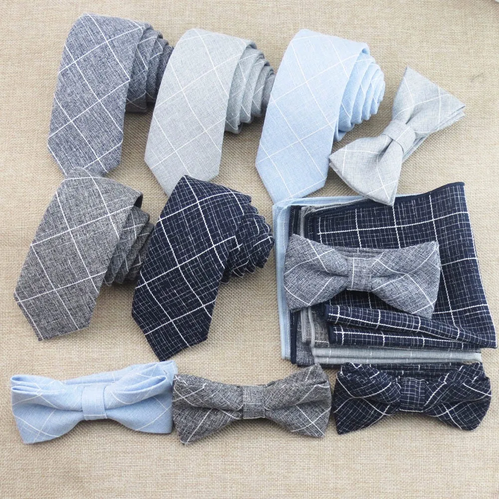 Мужской галстук устанавливает Мода классический плед 6 см галстук + галстук-бабочка + платок Набор платок галстук Сувениры галстуки-бабочки