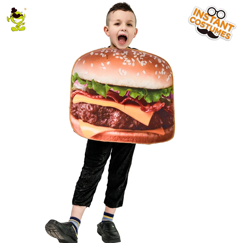 

Unisex New Design Hamburger Costume Lovely Kid's Delicious Hamburger Jumpsuit Cosplay Outfits Clothings For Purim Holiday