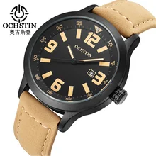 Ochstin Luxury Top Brand Watches Men Fashion Quartz Wrist Watch Genuine Leather Waterproof Men’s Wristwatch Relogio Masculino