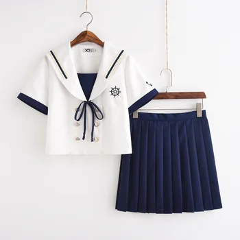 

Autumn Jk Harajuku Japanese School Cute Girls Sailor Uniform Dress Pleated Skirt Set For Women New S/m/l/xl/xxl Free Shipping