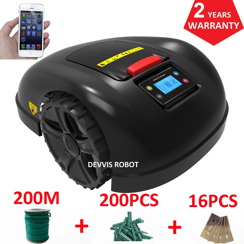 

Fast Mowing Automatic Robotic Mower with Brushless Motor,200m wire+200pcs pegs+16pcs Blade,Anti theft ,Pressure Sensor