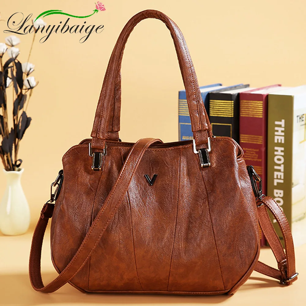 US $21.74 Vintage Three Space Bag Pu Leather Handbags Women Shoulder Bags Designer Handbag High Quality Sac A Main Ladies Hand Bags