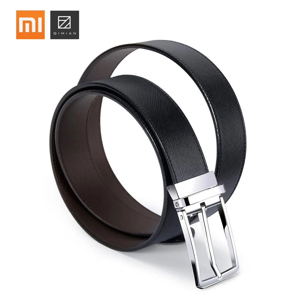 

Original Xiaomi Qimian Italian Leather Buckle Belt 304 stainless steel buckle positive and negative dual-use men's belt 120cm