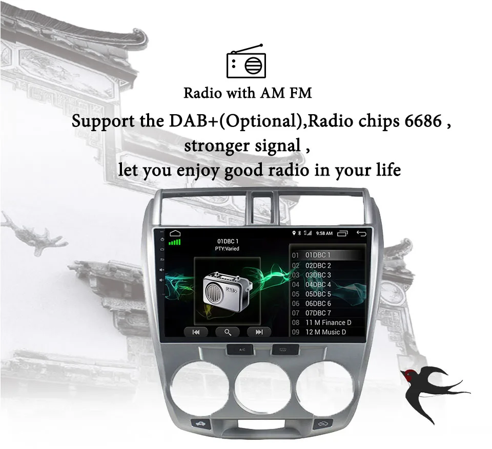 Top 4G android 9.0 car dvd gps player for honda City 2008-2013 with radio gps navigation support steering wheel Stereo Bluetooth 5