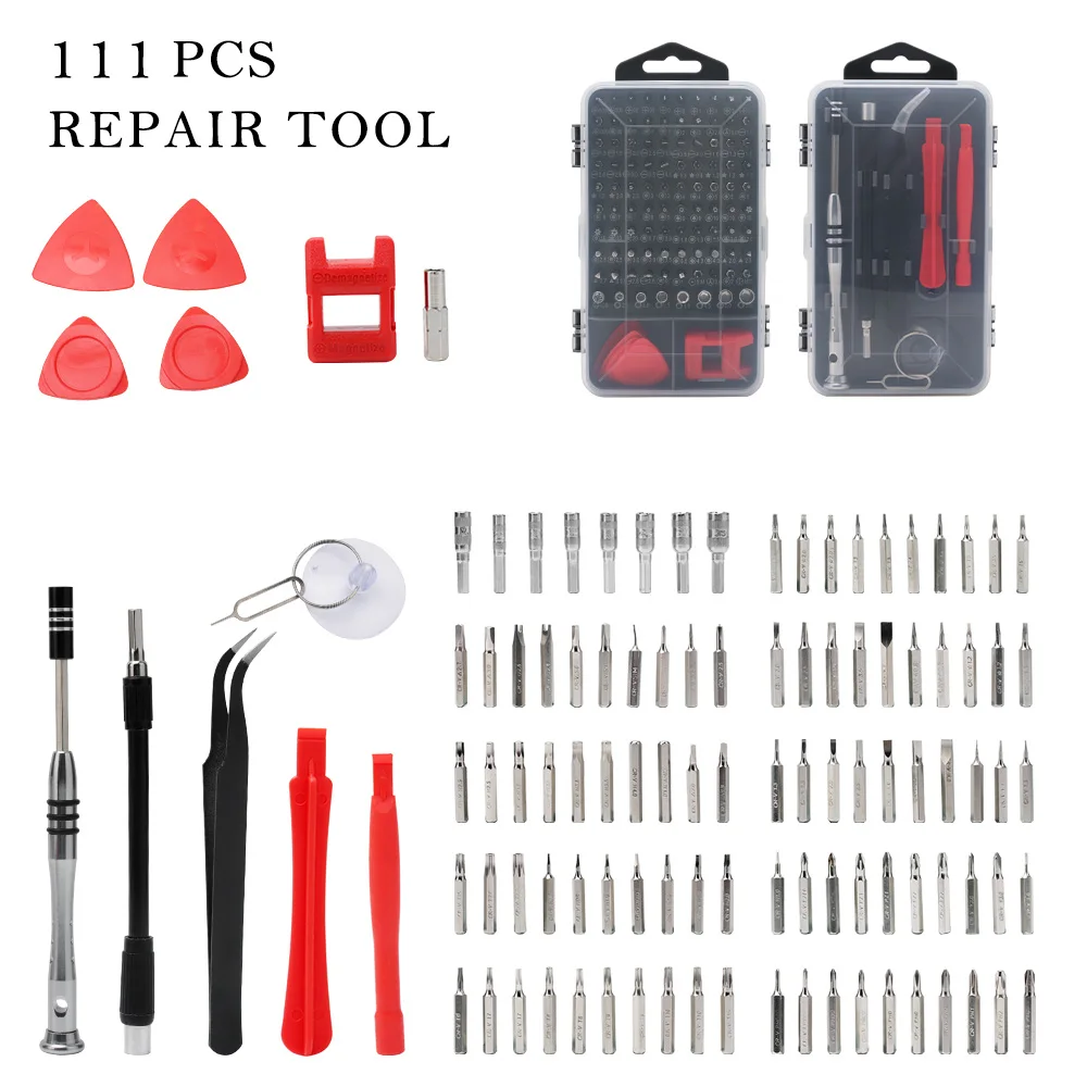 

111 in 1 Precision Screwdriver Set with 98 Bits Screw Driver Magnetizer Extension Pole Opening Repair Tools for Phones Watch PC