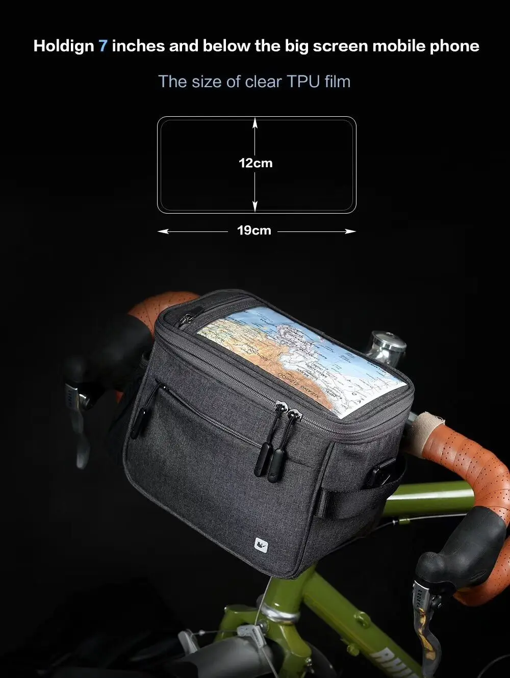 Rhinowalk Водонепроницаемая велосипедная сумка с сенсорным экраном на руль, сумка на переднюю трубу, многофункциональная сумка на плечо для телефона, камеры, gps, контейнер
