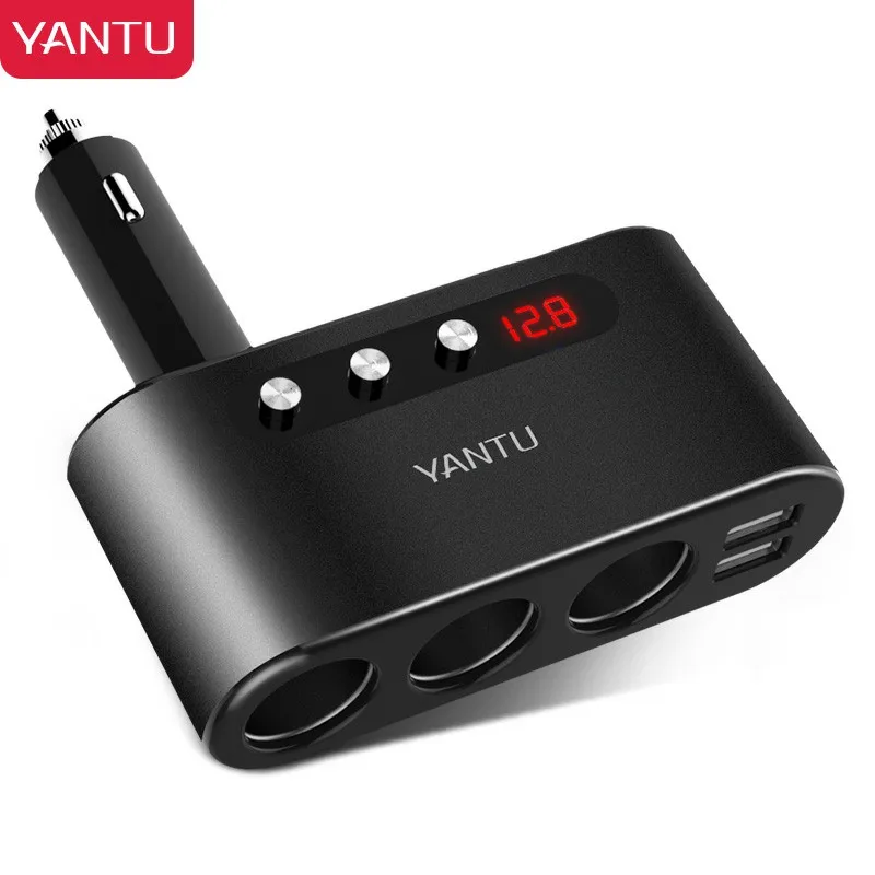 

Cigarette Lighter Adapter 3 Socket Cigarette Lighter Splitter with LED Voltage Display Dual USB Car Charger On/Off Switches 12V