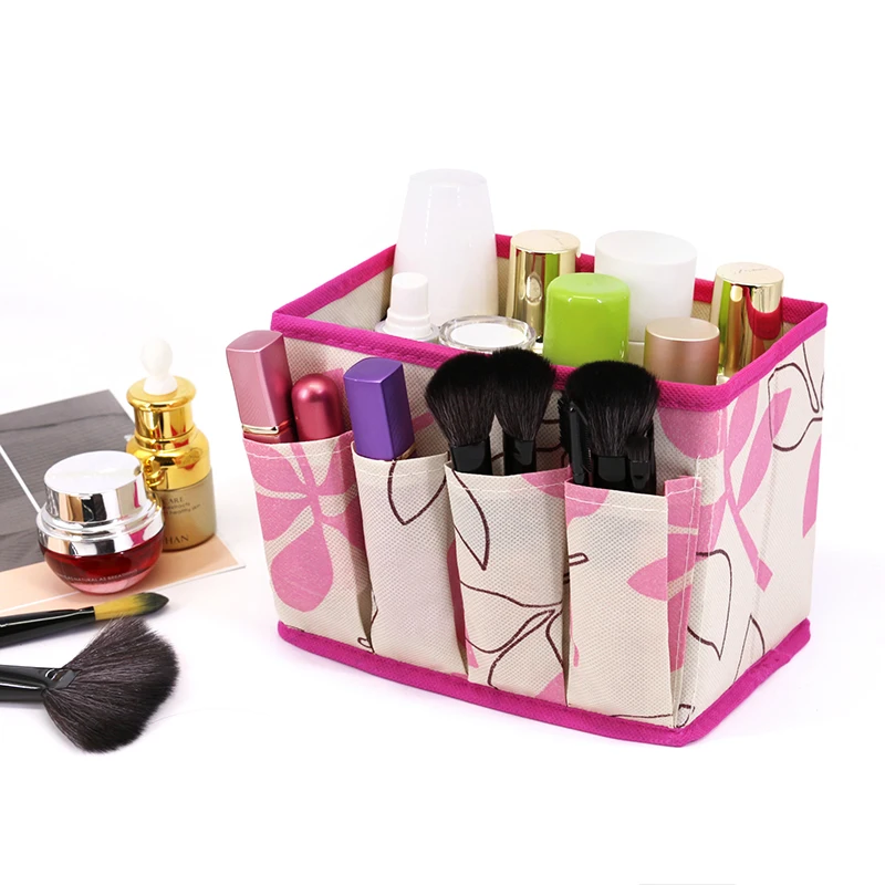 

DINIWELL Large Capacity Foldable Make Up Cosmetics Storage Box Container Bag Dresser Desktop Cosmetic Makeup Organizer For Women