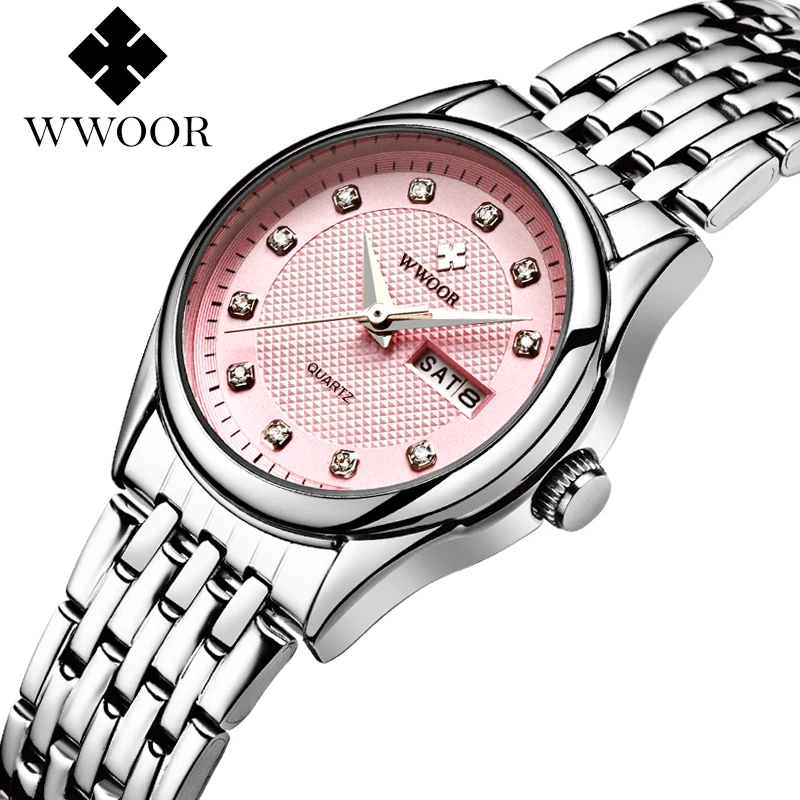 

WWOOR Brand Luxury Waterproof Watch Women Quartz Watches Ladies Simple Bracelet Women Fashion Dress Wristwatch Relogio Feminino