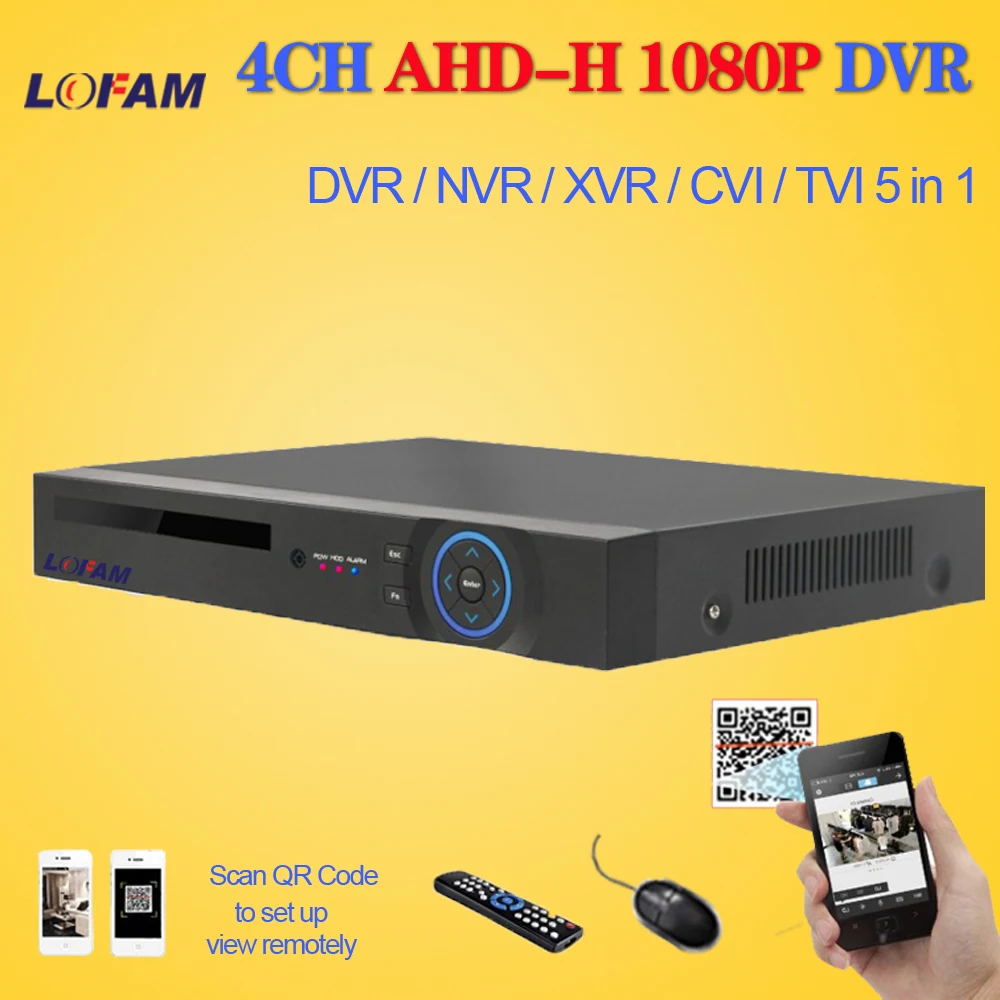 LOFAM 4CH AHD 1080P 2MP Запись DVR CCTV видеонаблюдения DVR NVR CVI TVI 4CH AHD 2.0MP HDMI безопасности DVR видео регистратор App View