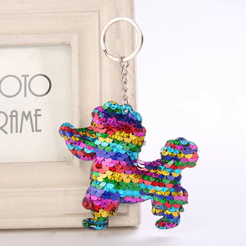 

Shiny Keychain Sequins Cute Dog Key Chain Keychains for Women Cars Bag Accessories Pendant Key Ring sleutelhanger