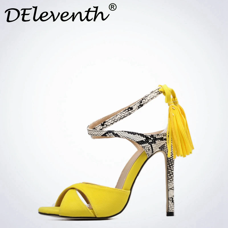 yellow tassel heels