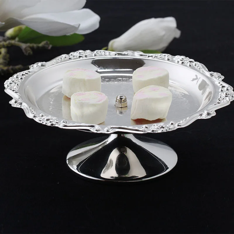 

Europe silver plate the tray metal serving tray fruit tray kitchen mini small cake pan decorative trays for cake disply SNTP032