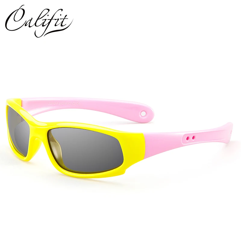 CALIFIT красочные детские солнцезащитные очки для девочек es Гибкая безопасная резиновая рама солнечные очки warp для мальчиков Высокое качество Мода Oculos стекло - Цвет линз: 001