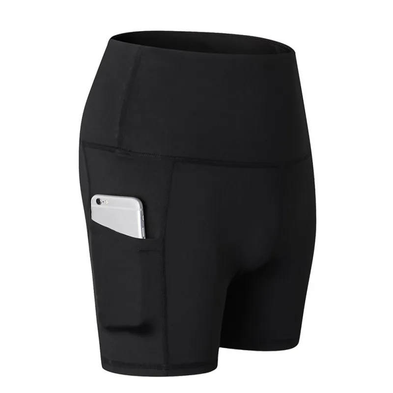 

Women High Waist Fitness Shorts Yoga Slant Pocket Running Training Sports Quick-drying Lounge Wear Tight-fitting Stretch