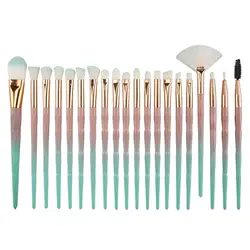 2018 Новый высокое качество 20pccs макияж глаз Brush Set Diamond Ручка градиент мягкий кисти для макияжа Фонд профессиональный макияж инструменты