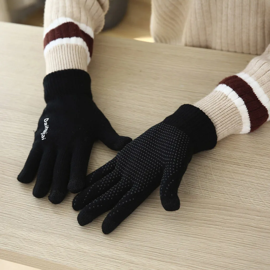 Daihuijia зимняя утепленная одежда сенсорный экран Перчатки для Для женщин Для Мужчин Вязаные сапоги с шерстяной подкладкой для тачфонов в удобные Перчатки L50/1225