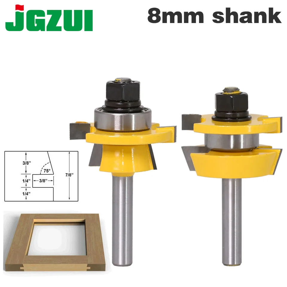 2 шт. 8 мм хвостовик рельсы и стиль маршрутизатор Набор бит-шейкер дверной нож деревообрабатывающий режущий шип резак для деревообрабатывающих инструментов