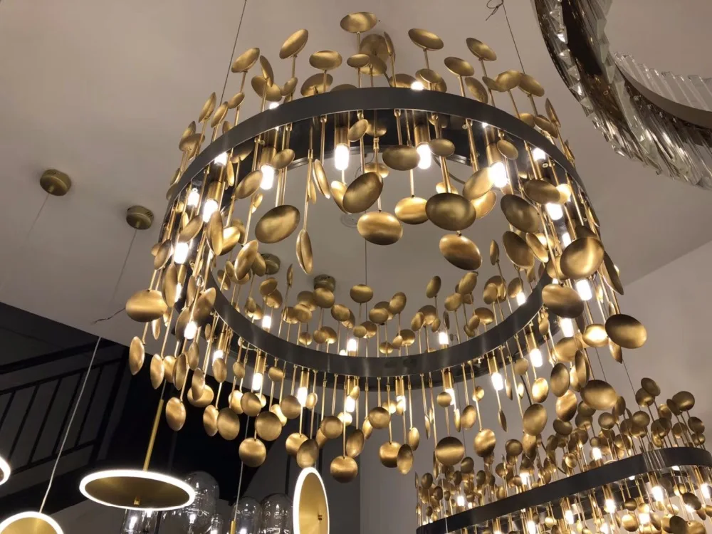 Американский Роскошные Гостиная Медь G9 Led подвесные светильники блеск светодиодные лампы светильники RH Hotel подвесной светильник Подвесная лампа освещения