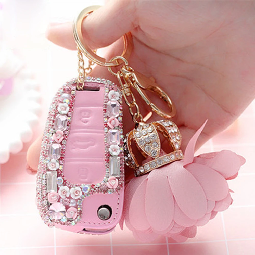 

Auto Leather Rhinestone For Audi A3 A4 A6 A4L A6L Q3 Q5 Q7 A1 S3 R8 TT Car Key Shell Folded Key Case Holder Bag Accessories