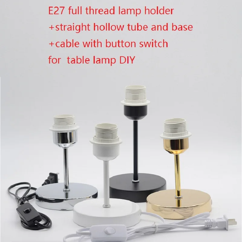 E27 Screw Lamp Holder Full Thread Body+hollow Tube+metal Base+nonslip