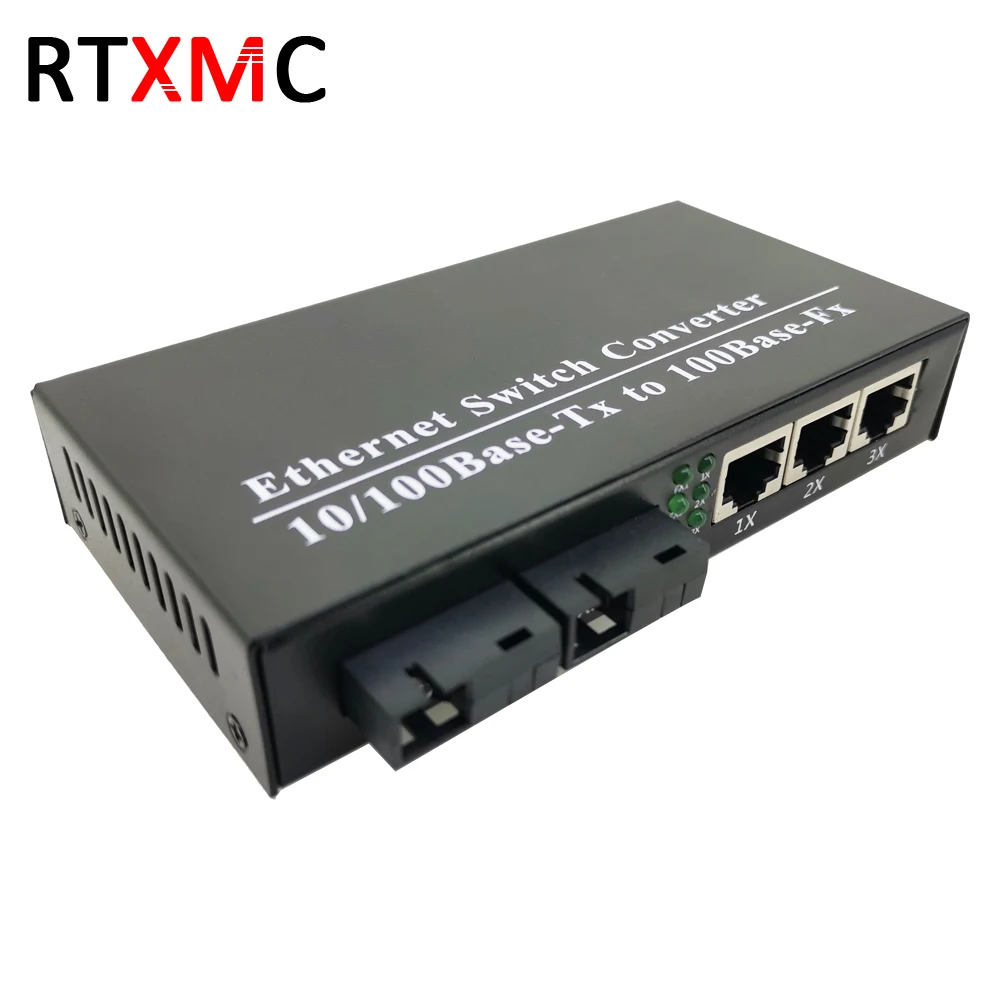 Быстрый Ethernet 2F3E 10/100 м Ethernet коммутатор 2 оптоволоконных порта SC 25 км 2 UTP RJ45 Быстрый Erhetnet волоконно-оптический коммутатор с питанием