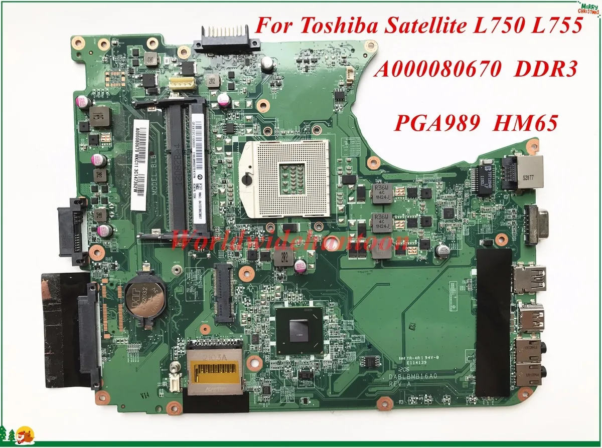 Материнская плата для ноутбука Toshiba Satellite L750 L755 A000080670 ablbmb16a0 PGA989 HM65 DDR3 100%