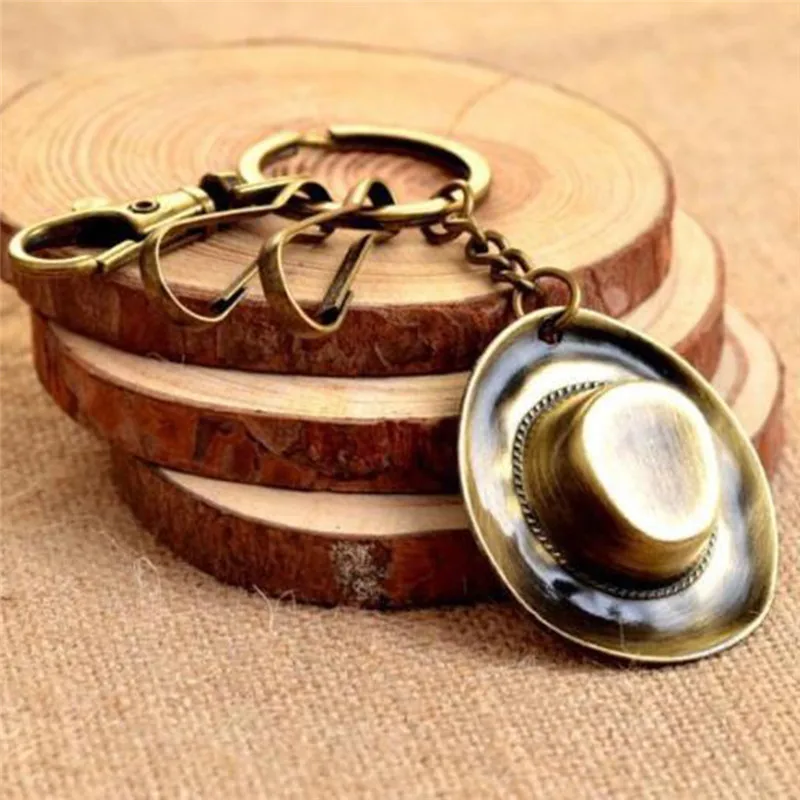 

1PC Creative Bronze Hat Key Chain Metal Cowboy Hat Buckle Pendant Keychain Key Ring For Men Jewelry Accessories Gift